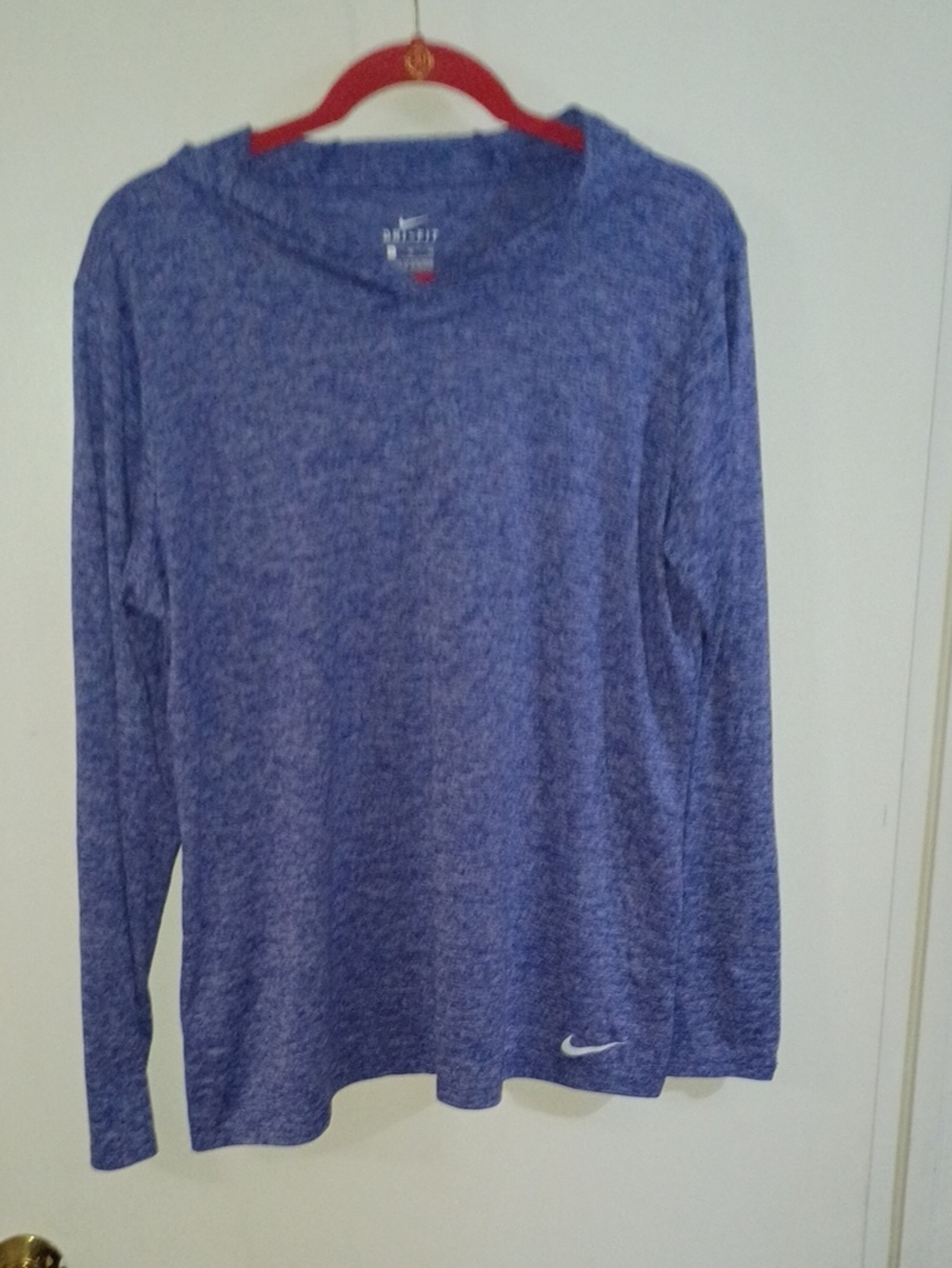 Nike Dri-FIT Blue Heathered Long Sleeve Lightweight Hoodie - Size XL
